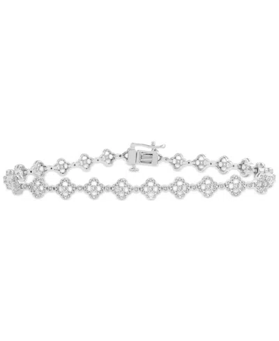 Wrapped In Love Diamond Clover Tennis Bracelet (1 Ct. T.w.) In 14k White Gold, Exclusively At Macy's