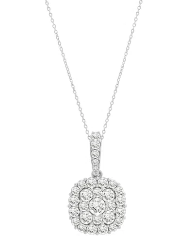 Wrapped In Love Diamond Cluster Pendant Necklace (2 Ct. T.w.) In 14k White Gold, 18" + 2" Extender, Exclusively At M