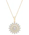 Wrapped In Love Diamond Flower Cluster Pendant Necklace (1 Ct. T.w.) In 14k Gold, 18" + 2" Extender, Exclusively At In Yellow Gold