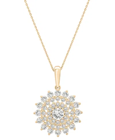 Wrapped In Love Diamond Flower Cluster Pendant Necklace (1 Ct. T.w.) In 14k Gold, 18" + 2" Extender, Exclusively At In Yellow Gold