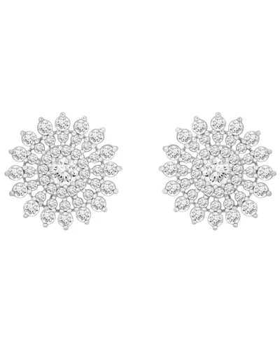 Wrapped In Love Diamond Flower Cluster Stud Earrings (1 Ct. T.w) In 14k Gold, Exclusively At Macy's In Silver