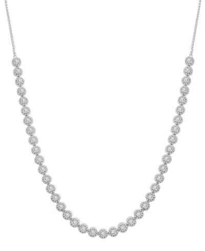 Wrapped In Love Diamond Halo Tennis Necklace (3 Ct. T.w.) In 14k White Gold, 17" + 1" Extender, Created For Macy's