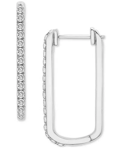 Wrapped In Love Diamond Open Rectangle Small Hoop Earrings (1/2 Ct. T.w.) In 14k Yellow Or White Gold, Created For M