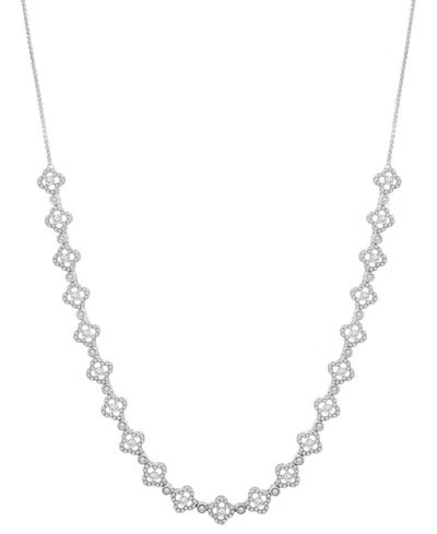 Wrapped In Love Diamond Pave Clover 18" Collar Necklace (2 Ct. T.w.) In 14k White Gold, Exclusively At Macy's