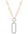Wrapped In Love Diamond Pave Paperclip 17" Pendant Necklace (1 Ct. T.w.) In 14k Gold, Exclusively At Macy's