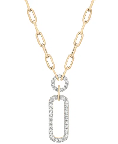 Wrapped In Love Diamond Pave Paperclip 17" Pendant Necklace (1 Ct. T.w.) In 14k Gold, Exclusively At Macy's
