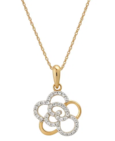 Wrapped In Love Diamond Rose Pendant Necklace (1/4 Ct. T.w.) In 10k Yellow Gold