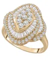 Wrapped In Love Diamond Round (0.71 Ct. T.w.) And Baguette (0.29 Ct. T.w.) Cluster Ring In 14k Yellow Gold In Gold