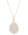 Wrapped In Love Diamond Round (0.72 Ct. T.w.) And Baguette (0.28 Ct. T.w.) Cluster Pendant Necklace In 14k Yellow Go In Gold