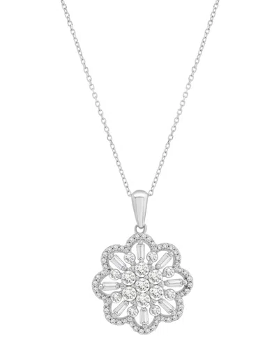 Wrapped In Love Diamond Round & Baguette 18" Pendant Necklace (1 Ct. T.w.) In 14k White Gold, Exclusively At Macy's