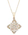 Wrapped In Love Diamond Round & Baguette Flower Pendant Necklace (1/2 Ct. Tw) In 14k Gold, 18" + 2" Extender, Create In Gold