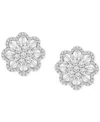 Wrapped In Love Diamond Round & Baguette Flower Stud Earrings (1 Ct. T.w.) In 14k White Gold, Exclusively At Macy's