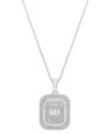 Wrapped In Love Diamond Round & Baguette Square Halo Cluster Pendant Necklace (1 Ct. T.w.) In 14k White Gold, 16" + In White Gold