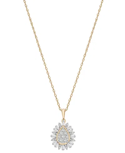 Wrapped In Love Diamond Round & Baguette Teardrop Cluster 18" Pendant Necklace (1/2 Ct. T.w.) In 14k Gold, Exclusive In Yellow Gold
