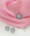 Wrapped In Love Diamond Round Baguette Floral Pendant Necklace Matching Stud Earrings Collection In 14k White Gold E In Gold