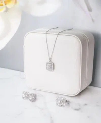 Wrapped In Love Diamond Round Baguette Square Halo Cluster Pendant Necklace Ring Earrings Collection In 14k White Go In White Gold