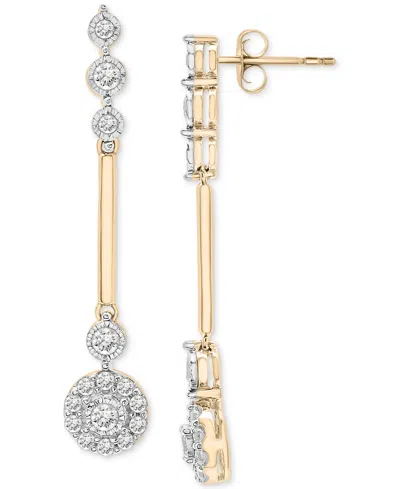 Wrapped In Love Diamond Station Linear Drop Earrings (1/2 Ct. T.w.) In 14k Gold, Created For Macy's In Yellow Gold