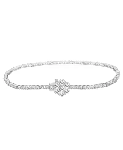 Wrapped In Love Diamond Tennis Flower Bracelet (2-1/2 Ct. T.w.) In 14k White Gold In Metallic