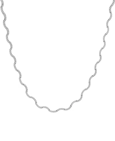 Wrapped In Love Diamond Wavy 16" Tennis Necklace (2 Ct. T.w.) In 14k White Gold, Exclusively At Macy's