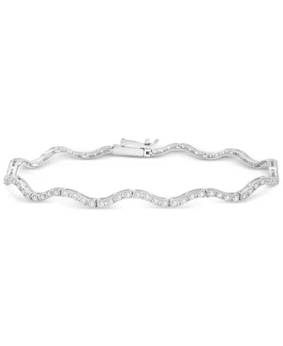Wrapped In Love Diamond Wavy Tennis Bracelet (1 Ct. Tw) In 14k White Gold, Exclusively At Macy's