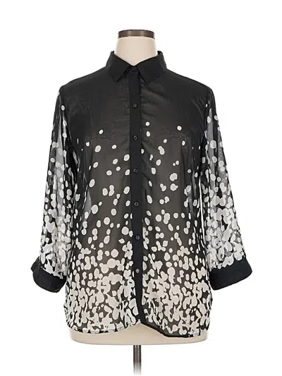 Pre-owned Wrapper 3/4 Sleeve Blouse In Black
