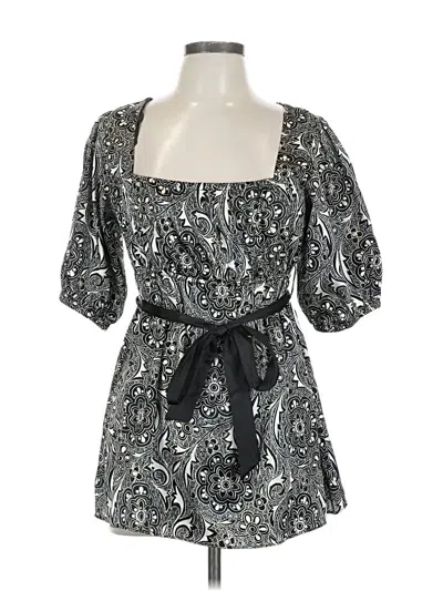 Pre-owned Wrapper Short Sleeve Blouse In Gray