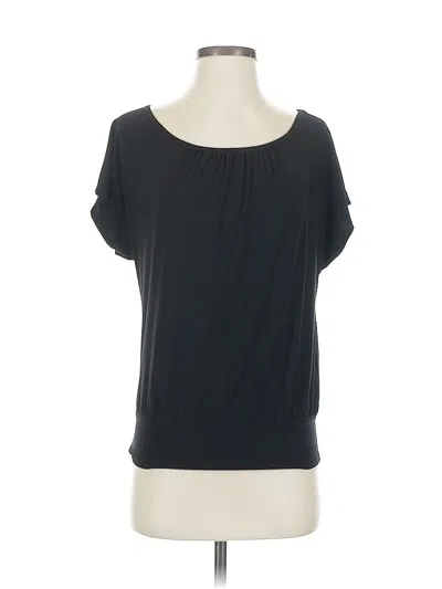 Pre-owned Wrapper Short Sleeve Top Black Scoop Neck Tops