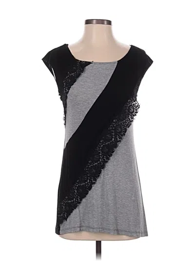 Pre-owned Wrapper Short Sleeve Top Gray Scoop Neck Tops