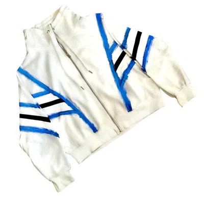 Wren + Glory 'apres Pool' Painted Sweat Jacket In White