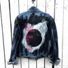 Wren + Glory Hand Painted 'darkness' Denim Jacket In Blue
