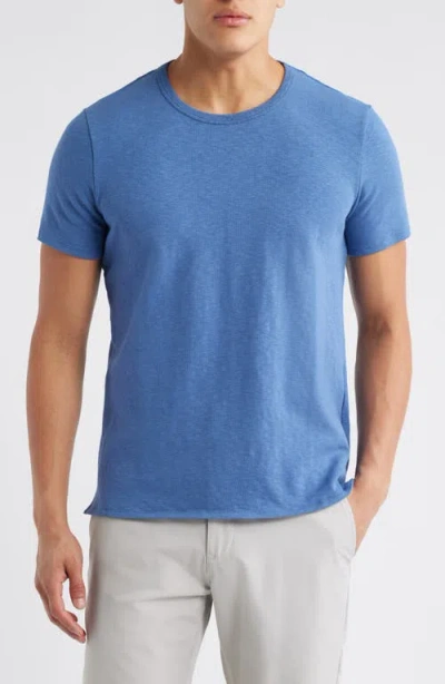 Wrk W.r.k Asher White Slub Stretch Cotton & Modal T-shirt In Blue