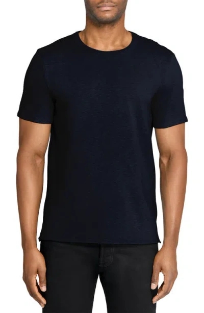 Wrk W.r.k Asher White Slub Stretch Cotton & Modal T-shirt In Blue