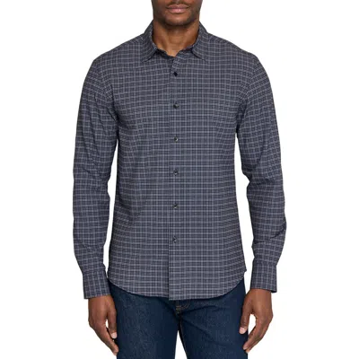 Wrk W.r.k Basic Slim Fit Black & Grey Plaid Performance Button-up Shirt