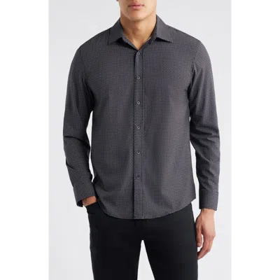 Wrk W.r.k Dash Duo Microprint Performance Button-up Shirt In Black