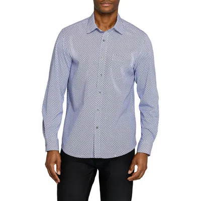 Wrk W.r.k Diamond Dot Button Up Shirt In Blue