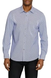 Wrk W.r.k Diamond Dot Button Up Shirt In Blue