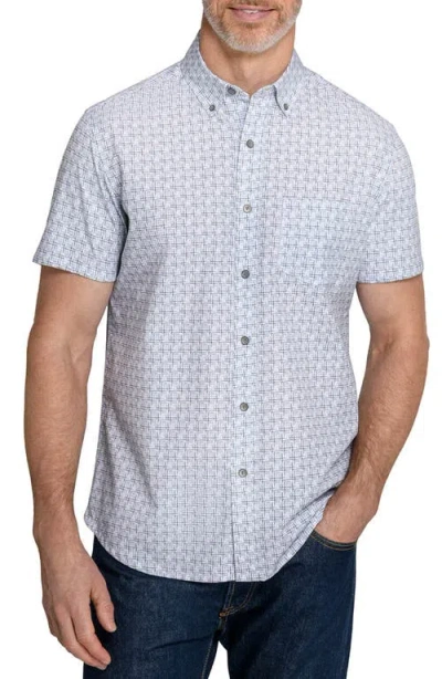 Wrk W.r.k Faded Square Reworked Short Sleeve Button-up Shirt In Gray