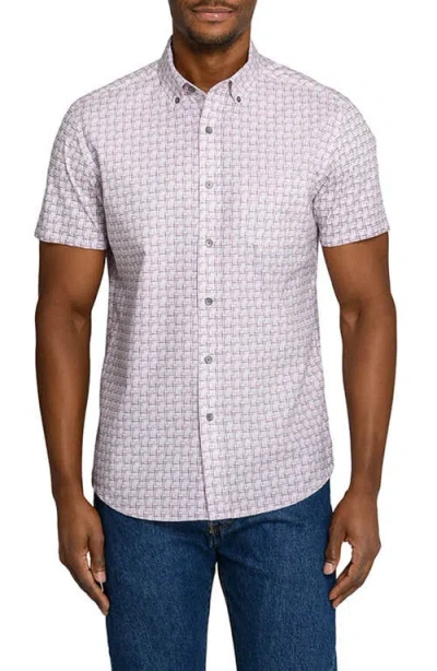 Wrk W.r.k Faded Square Short Sleeve Button-down Shirt In Neutral