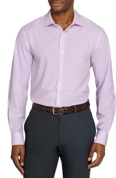 Wrk W.r.k Faint Floral Performance Dress Shirt In Pink