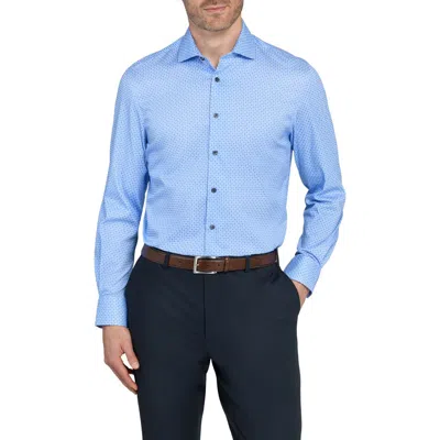 Wrk W.r.k Geo Motif Slim Fit Cotton Dress Shirt In Blue