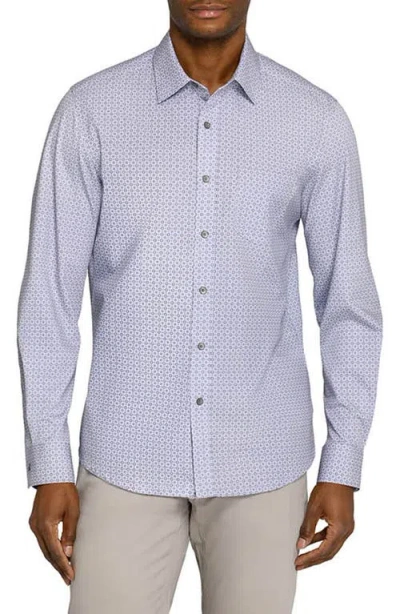 Wrk W.r.k Geo Reworked Button Up Shirt In Blue