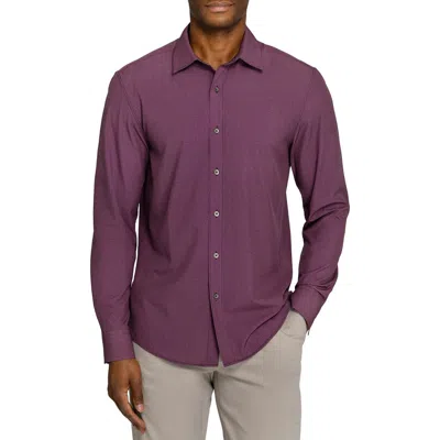 Wrk W.r.k Houndstooth Performance Long Sleeve Button Up Shirt In Purple