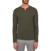 Wrk W.r.k Lucerine Olive Green Waffle Cotton & Modal Henley