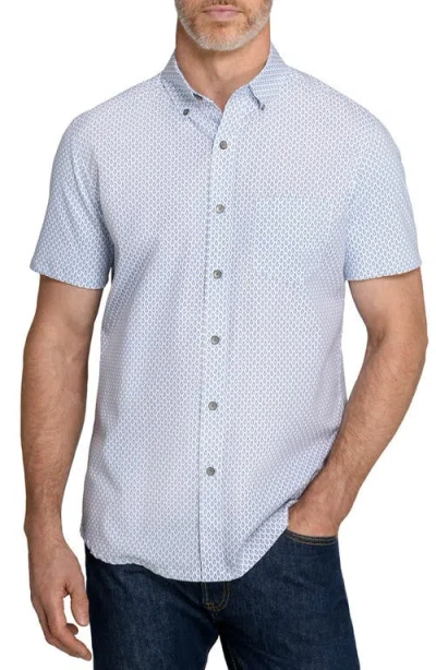 Wrk W.r.k Raindrop Reworked Short Sleeve Button-up Shirt In Blue