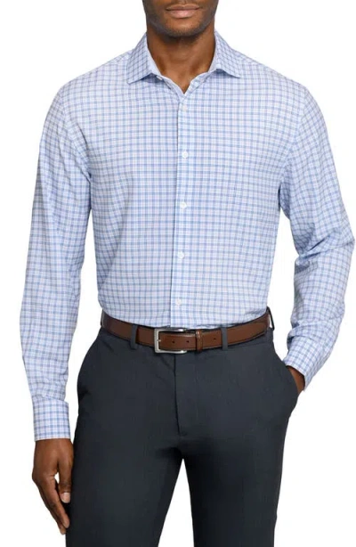 Wrk W.r.k Regular Fit Blue Check Performance Dress Shirt In Multi