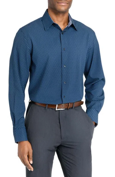 Wrk W.r.k Regular Fit Dash Print Performance Dress Shirt In Blue