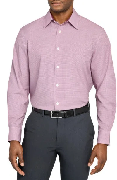 WRK W.R.K REGULAR FIT RED MICRO HOUNDSTOOTH PERFORMANCE DRESS SHIRT