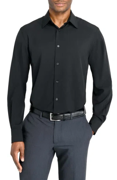 Wrk W.r.k Regular Fit Solid Black Performance Dress Shirt