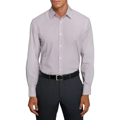 Wrk W.r.k Regular Fit Stripe Dot Performance Dress Shirt In Brown