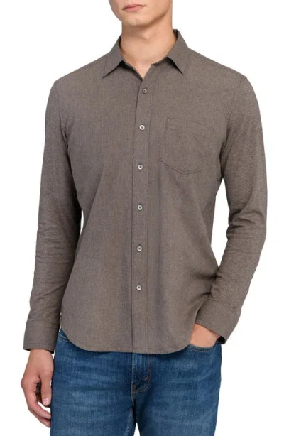 Wrk W.r.k Reworked Slim Fit Heathered Brown Cotton Button-up Shirt